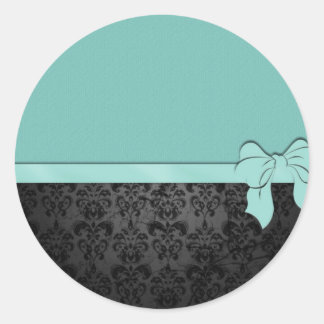 Blau und Damask Runder Aufkleber