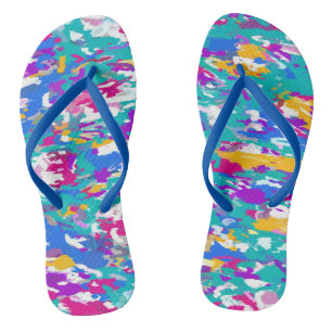 Blau und Fuchsia Abstrakt Flip Flops
