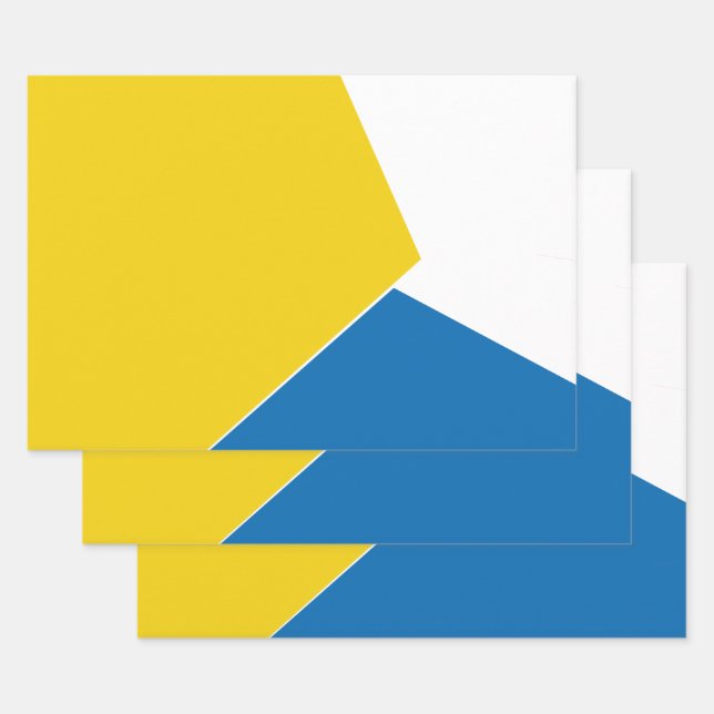 Blau und gelb Abstrakt Geschenkpapier Set (Set)