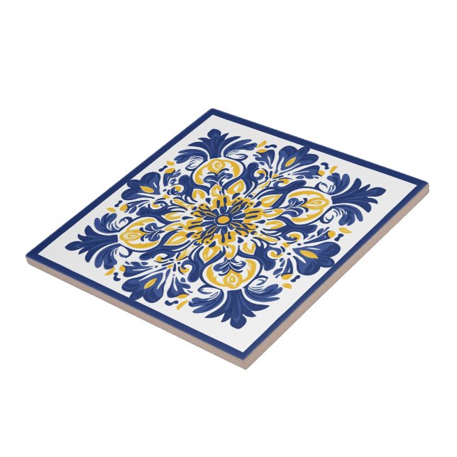 💛💙 Blau und Gelb, Azulejos Fliese (Seite)