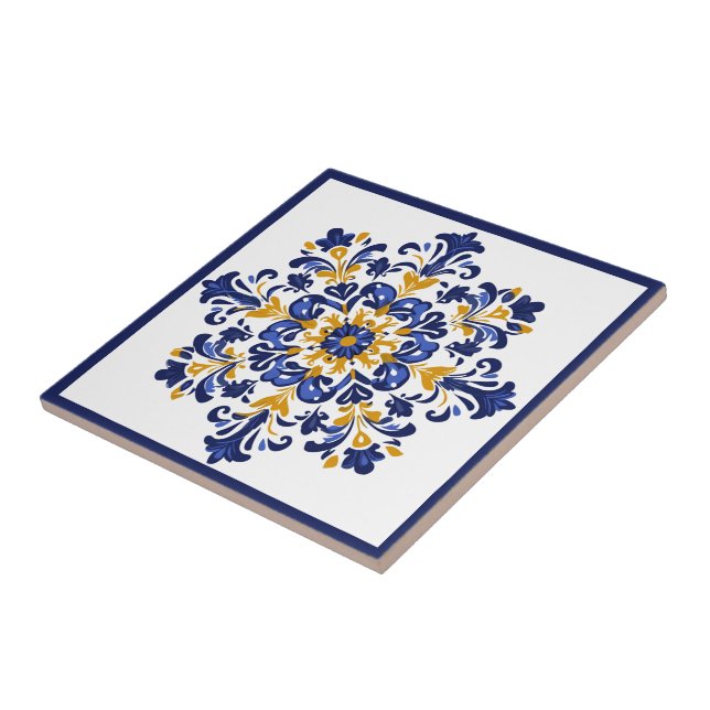 💛💙 Blau und Gelb, Azulejos Fliese (Seite)