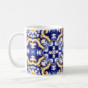 💙 💛, blau und gelb Azulejos Kaffeetasse