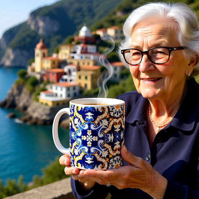 💙 💛, blau und gelb Azulejos Kaffeetasse (💙💛 periwinkle, blue and yellow Azulejos Coffee Mug)