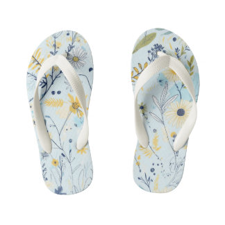 Blau und Gelb-Daisy-Muster Kinderbadesandalen