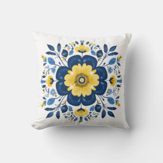 Blau und Gelb floral Kissen