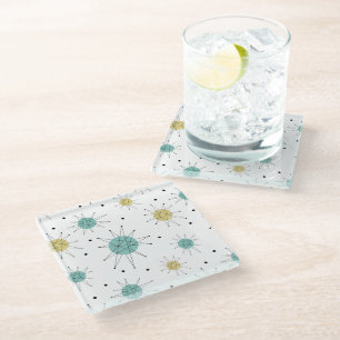 Blau und Gelb Franziskanische Sternexplosion Mitte Glasuntersetzer