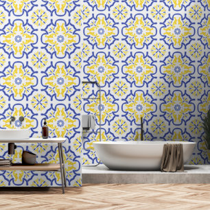 Blau und Gelb im mediterranen Stil Tapete