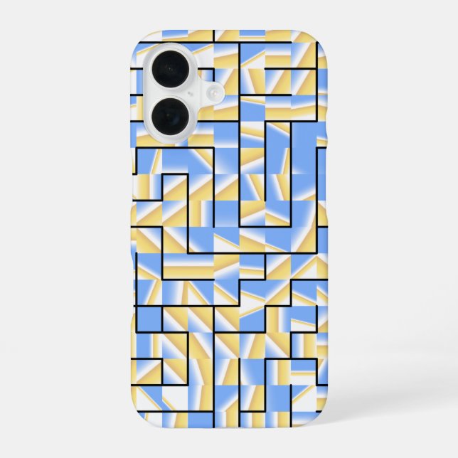 Blau und Gelb iPhone 16 Hülle (Rückseite)