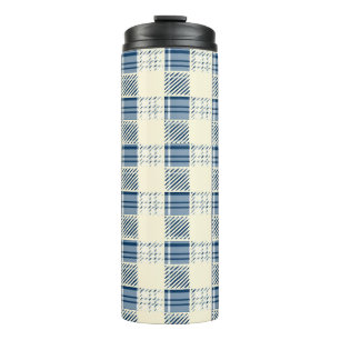 Blau und gelb kariert thermosbecher
