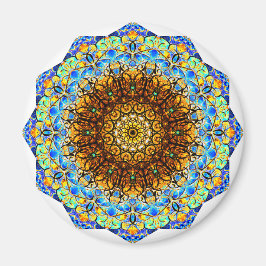Blau und Gelb Mandala Art Magnet