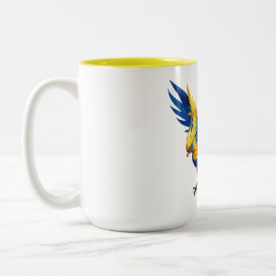Blau und Gelb Pheonix Zweifarbige Tasse