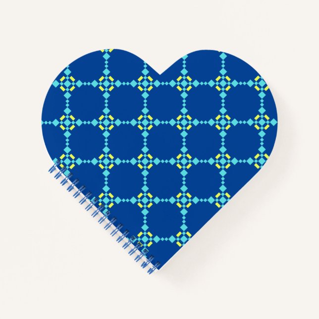 Blau und Gelb Pixel Muster Notizbuch (Vorderseite)