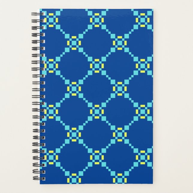Blau und Gelb Pixel Muster Planer (Vorderseite)