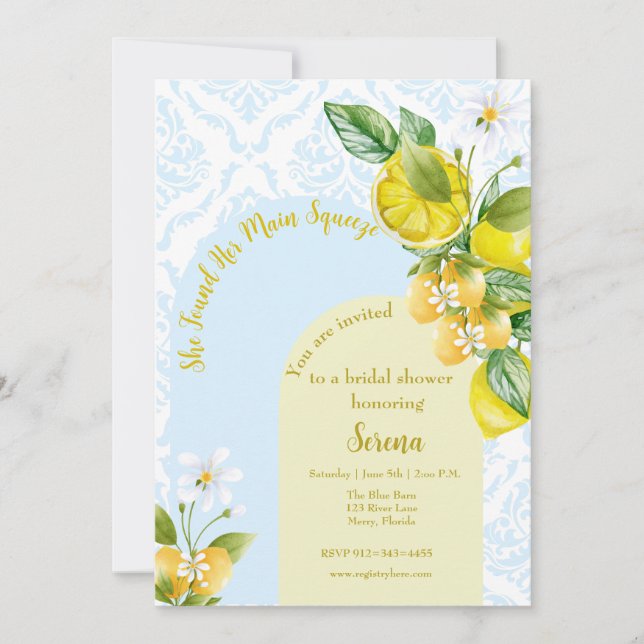 Blau und Gelb Sie fand ihren Hauptpresse Einladung (Vorderseite)