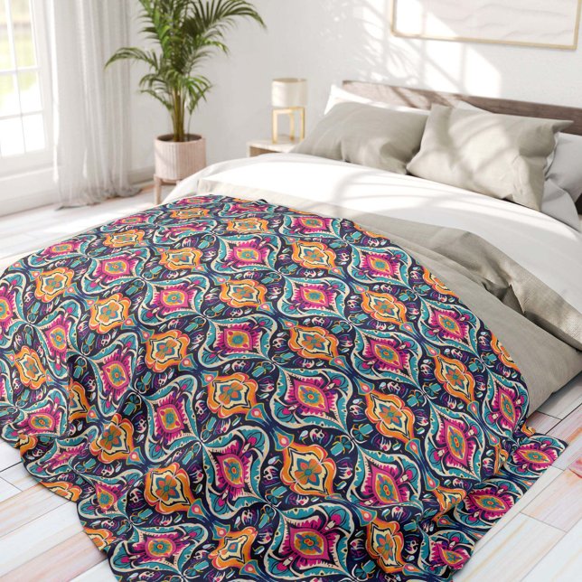 Blau und Gelb Stylisch Bohemian Fleecedecke (Von Creator hochgeladen)