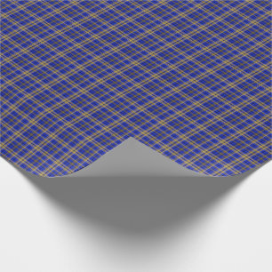 Blau und gelb Tartan kariert. Geschenkpapier