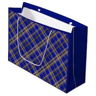 Blau und gelb Tartan kariert. Große Geschenktüte