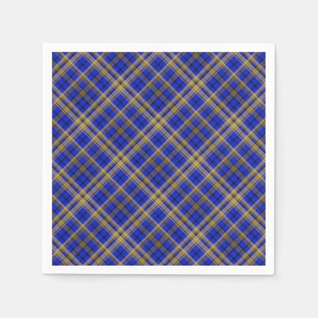 Blau und gelb Tartan kariert. Serviette (Vorderseite)
