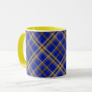 Blau und gelb Tartan kariert. Tasse