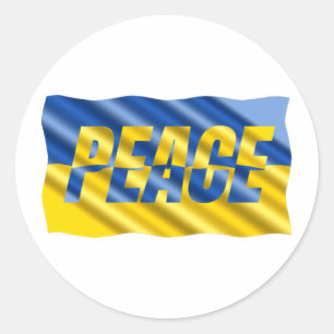 Blau und Gelb Ukraine Inspiration Frieden kein Kri Runder Aufkleber