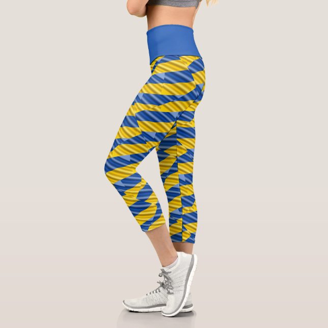 Blau und Gelb Ukraine Inspiriert Frieden gegen den Capri Leggings (Links)