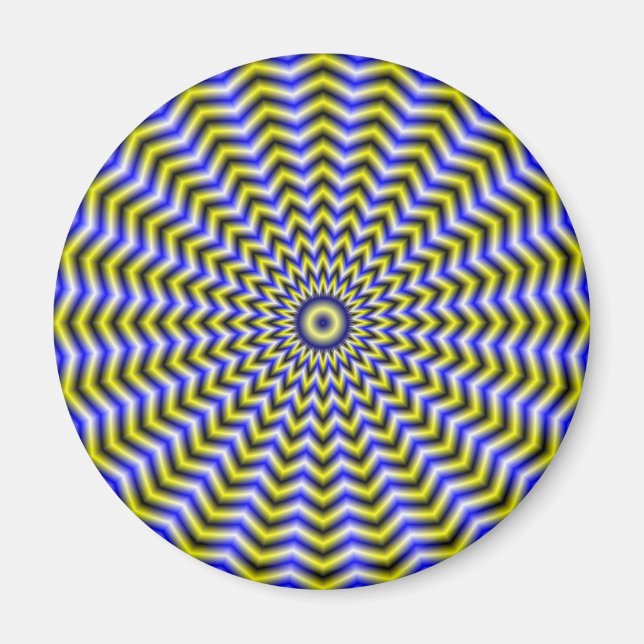 Blau und gelb Zigzag Ripples Magnet (Vorne)