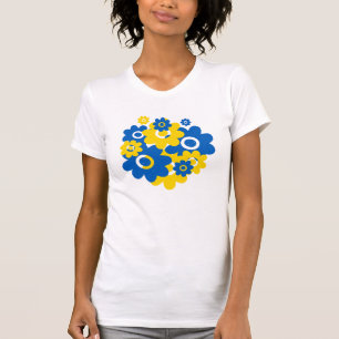 Blau- und Gelbblumen T-Shirt
