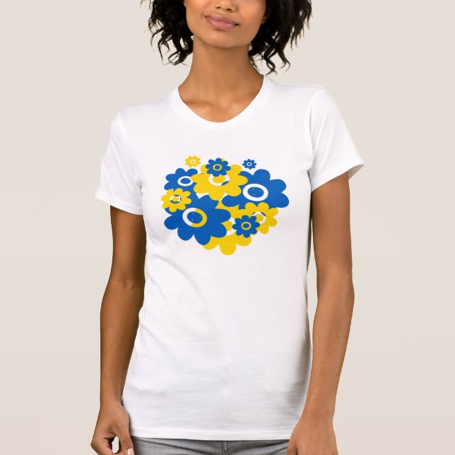 Blau- und Gelbblumen T-Shirt (Vorderseite)