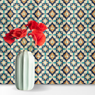 Blau- und Gelbdruckmuster in Marokko - Tile Fliese