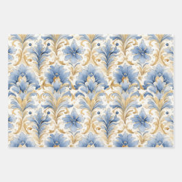 BLAU- UND GELBE-WASSERFARBE GESCHENKPAPIER SET