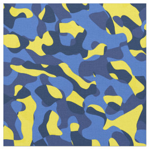 Blau und gelbes Camouflage-Druckmuster Stoff