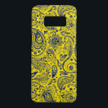 Blau- und Gelbflötenmuster Case-Mate Samsung Galaxy S8 Hülle<br><div class="desc">Elegantes,  dunkelblaues und gelbes Vintages Blumenmuster</div>
