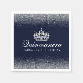 Blau und Glitzer Quinceanera Serviette