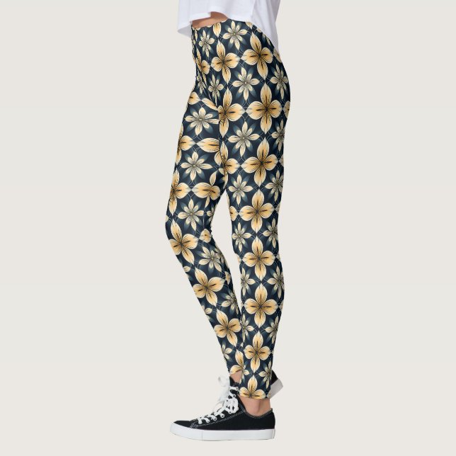 Blau und Gold Abstrakt Leggings (Links)
