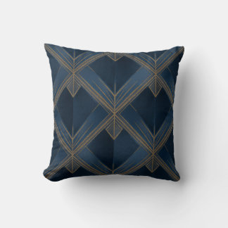 Blau und Gold Art Deco Muster 3 Drehkissen Kissen