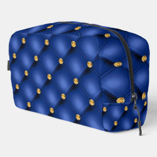 Blau und Gold Diamant-Tufting Waschbeutel