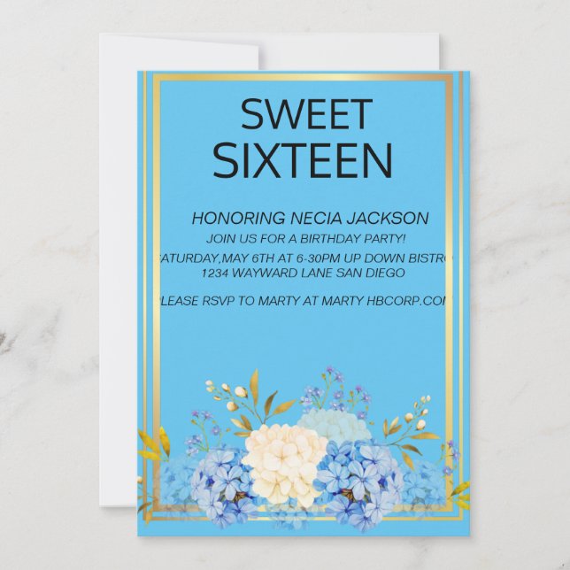 BLAU UND GOLD EINLADUNG (Vorderseite)