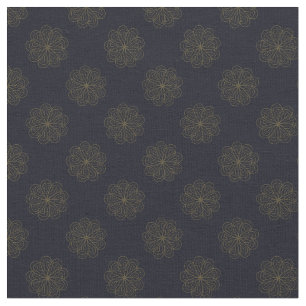 Blau und Gold Elegantes Blumenmuster Stoff