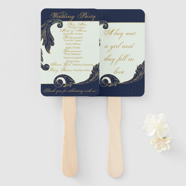 Blau und Gold Fächer (Vorne und Hinten)