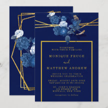 Blau und Gold Geometric Floral Wedding