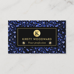 Blau und Gold Glitzer Glam Leopard-Spots Muster Visitenkarte
