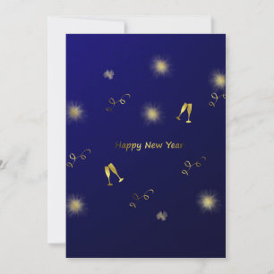Blau und Gold glücklich im neuen Jahr Feiertagskarte