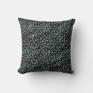 Blau und Gold Leopard Serie Design 1 Kissen