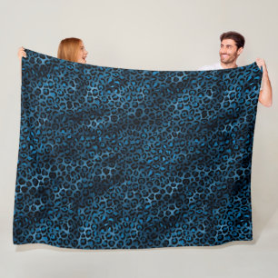 Blau und Gold Leopard Serie Design 3 Fleecedecke