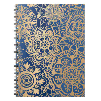 Blau und Gold Mandala Muster Notizblock