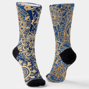 Blau und Gold Mandala Muster Socken