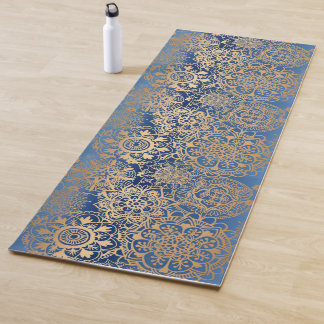 Blau und Gold Mandala Muster Yogamatte