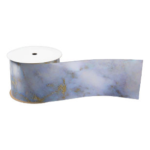 Blau und Gold Marmor Satinband
