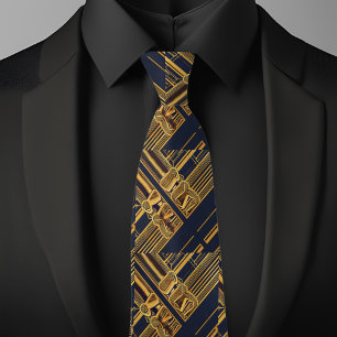 Blau und Gold Moderne Industriemodelle Krawatte