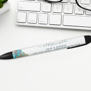 Blau und Gold Moderne Kunst Flüssige Aquarellfarbe Kugelschreiber